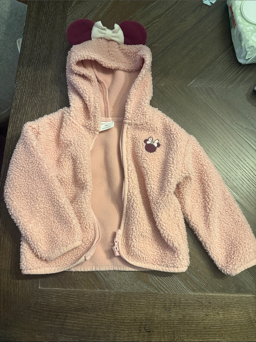 Disney Light Pink Sherpa Hoodie with Bow-Eared Hood